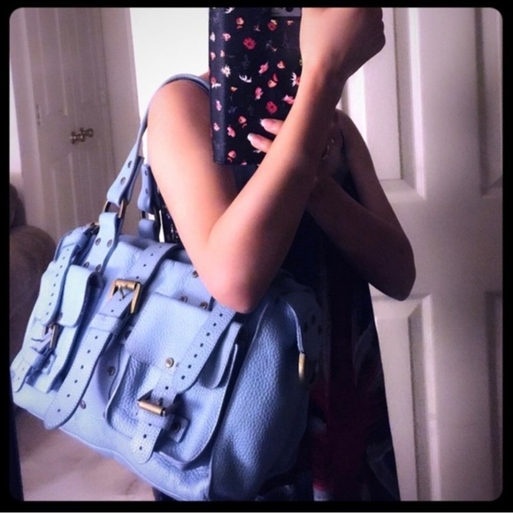 Mulberry Light Blue Satchel with Gold Accents - Picture 8 of 9